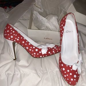 Laduca polka dot heels.. 3.5 inch heel